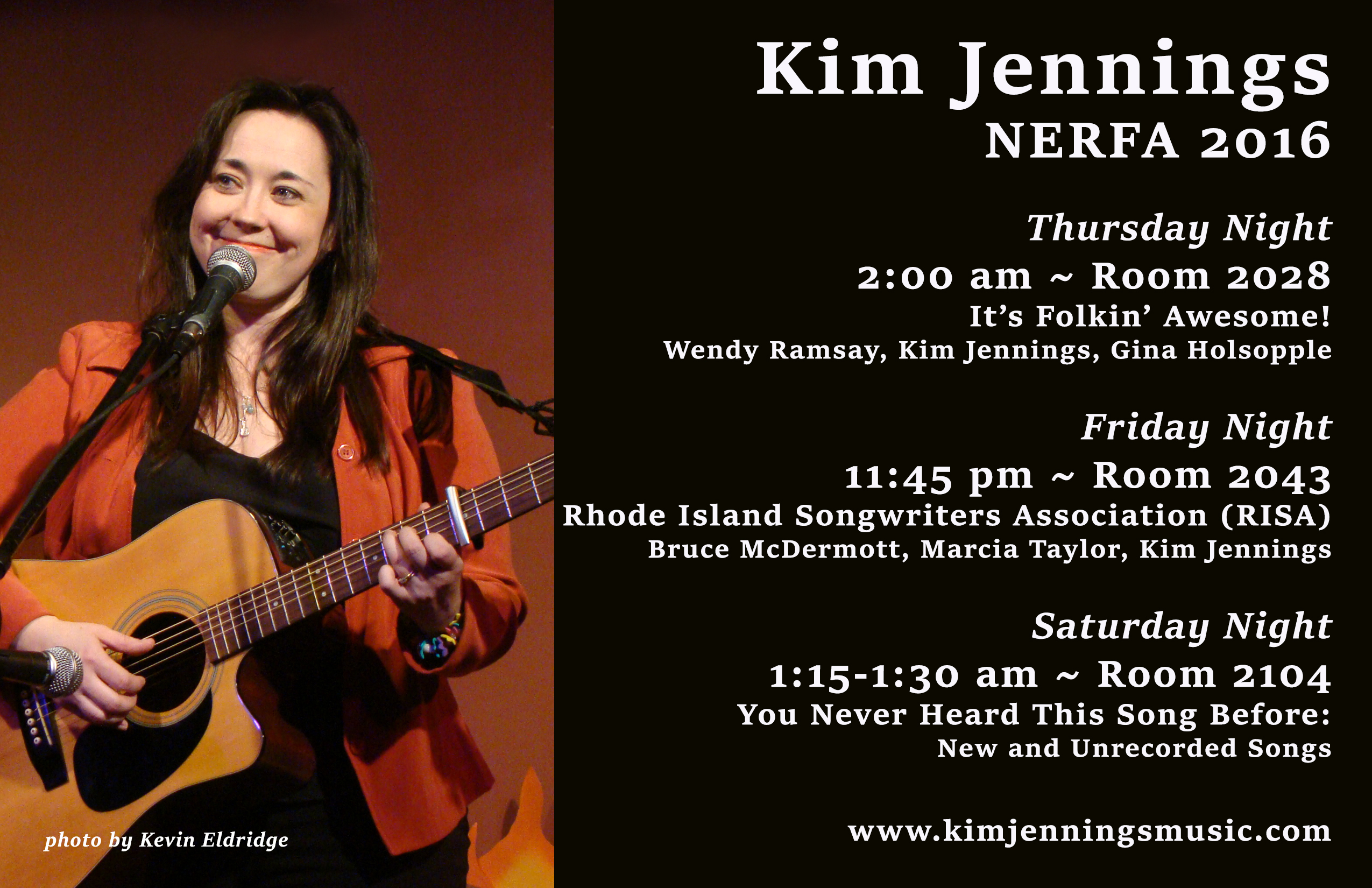 Kim Jennings NERFA 2016 Late Night Schedule